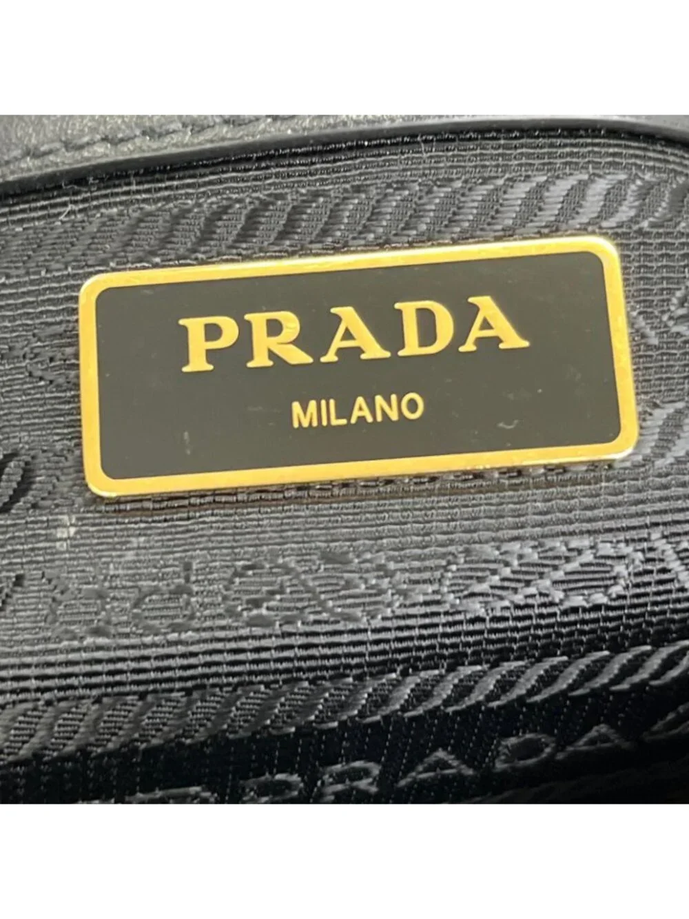 Prada Shoulder Bag Logo Jacquard Ribbon Black